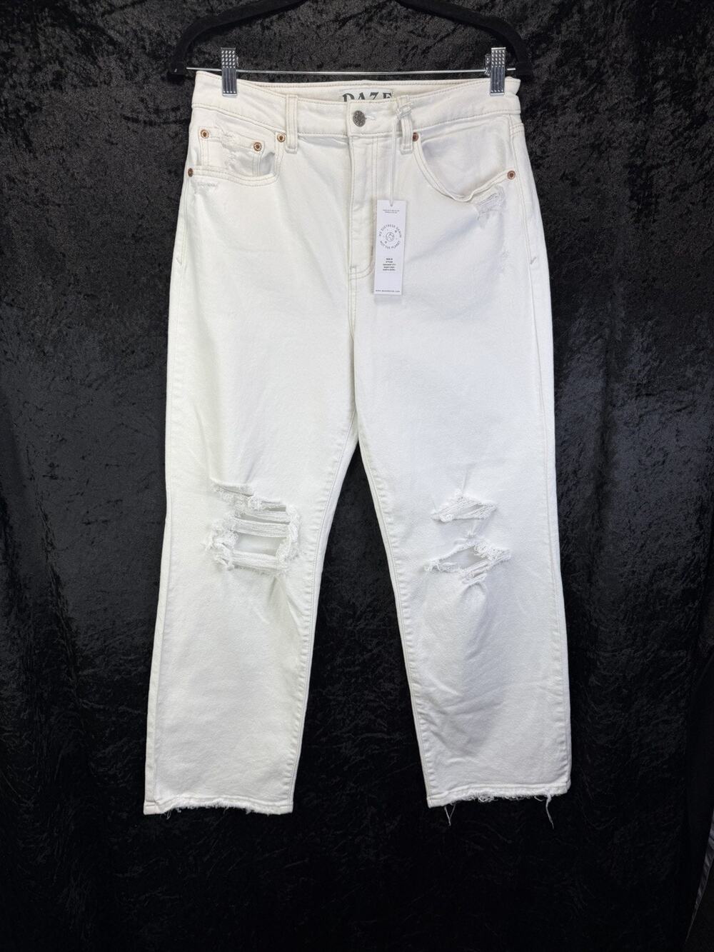NWT Daze Denim Pleaser High Rise Wide Leg Jeans Women’s Sz 30 White Distressed